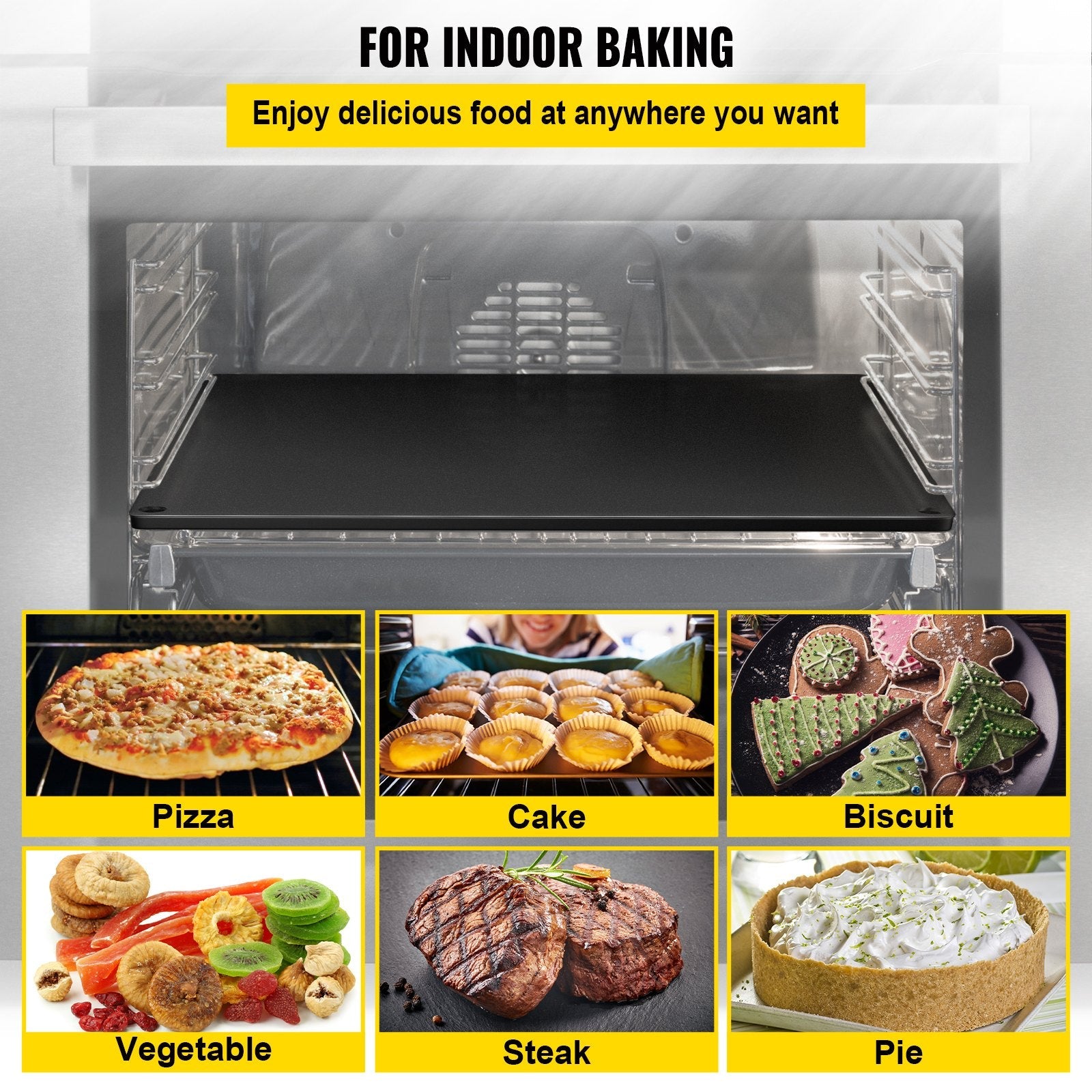 VEVOR Steel Pizza Stone, 16.1" x 14.2" x 0.4, A36 Steel Baking Steel Pizza Stone for Oven and Grill, Large Size Steel Pizza Pan with 20x Higher Conductivity for Pizza and Bread Baking Indoor & Outdoor 