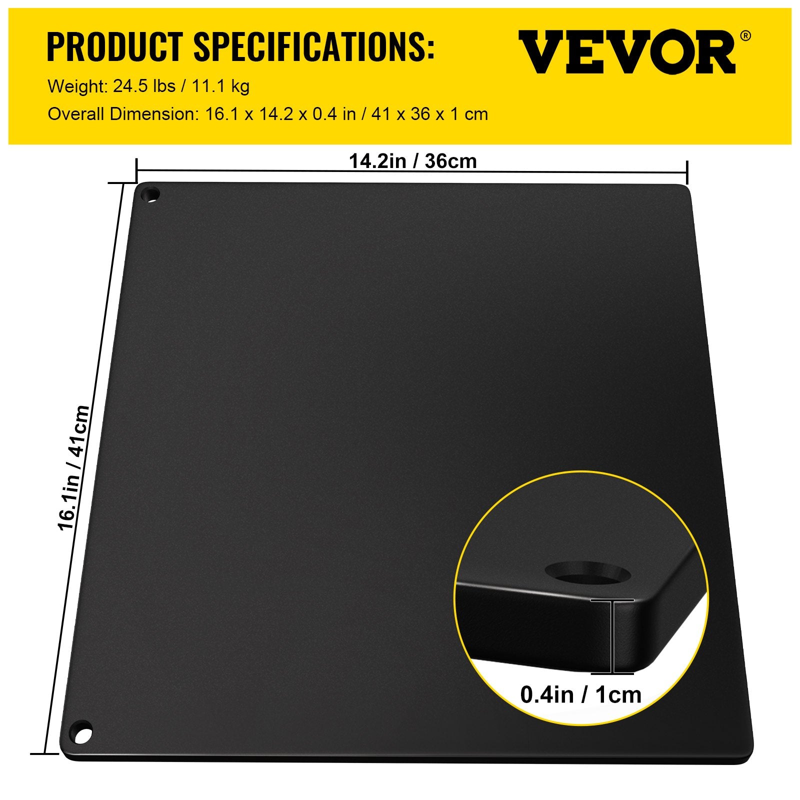 VEVOR Steel Pizza Stone, 16.1" x 14.2" x 0.4, A36 Steel Baking Steel Pizza Stone for Oven and Grill, Large Size Steel Pizza Pan with 20x Higher Conductivity for Pizza and Bread Baking Indoor & Outdoor 