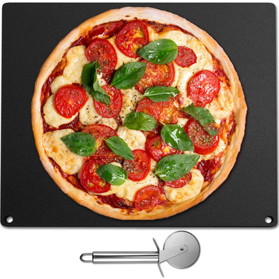 VEVOR Steel Pizza Stone, 16.1" x 14.2" x 0.4, A36 Steel Baking Steel Pizza Stone for Oven and Grill, Large Size Steel Pizza Pan with 20x Higher Conductivity for Pizza and Bread Baking Indoor & Outdoor 