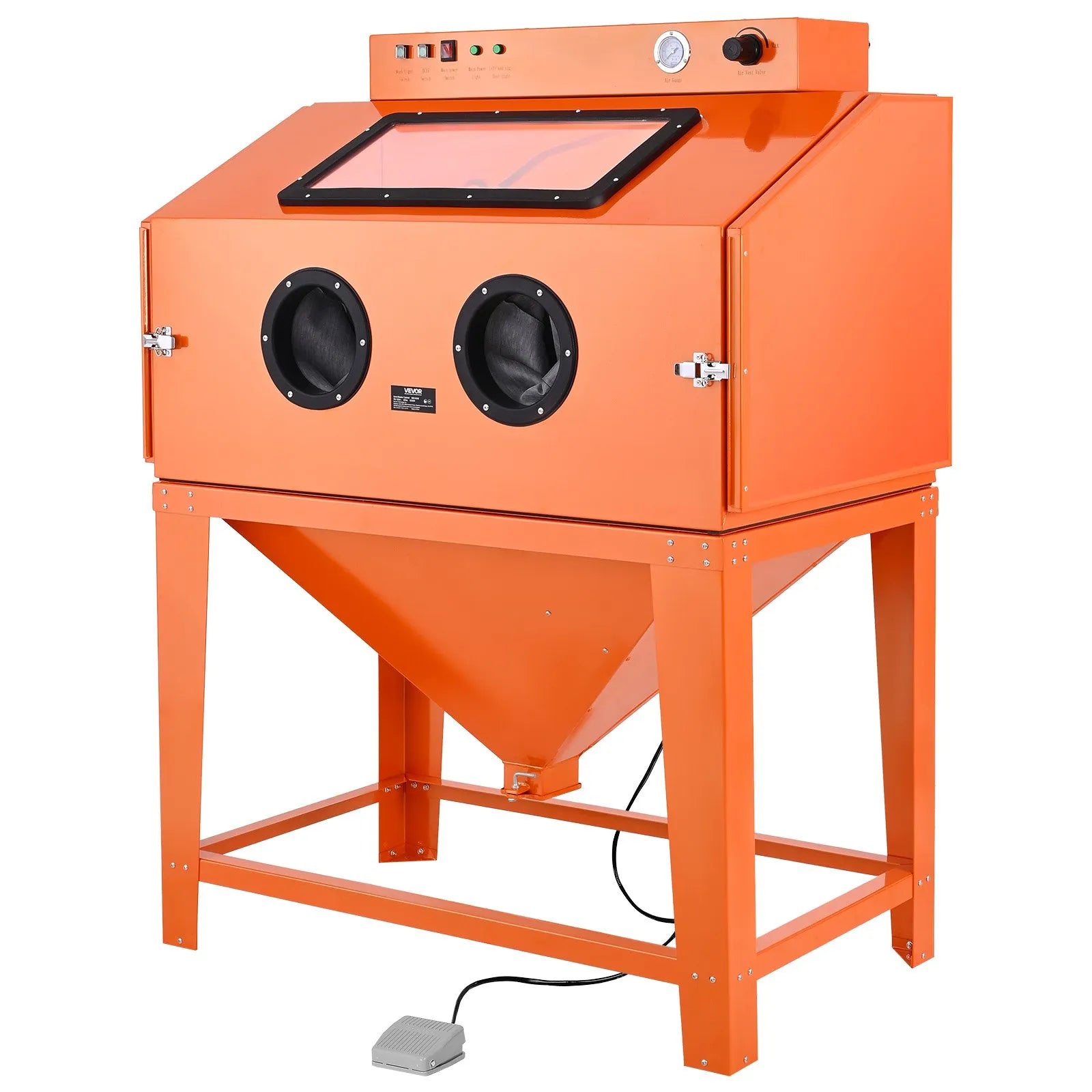 VEVOR 115 Gallon Sandblasting Cabinet, Heavy Duty Steel Sand Blasting Cabinet with 31-Gallon Media Hopper, Dual Blasting Guns & 1.6HP Dust Collector for Oversized Parts Surface Finishing, Rust Removal 