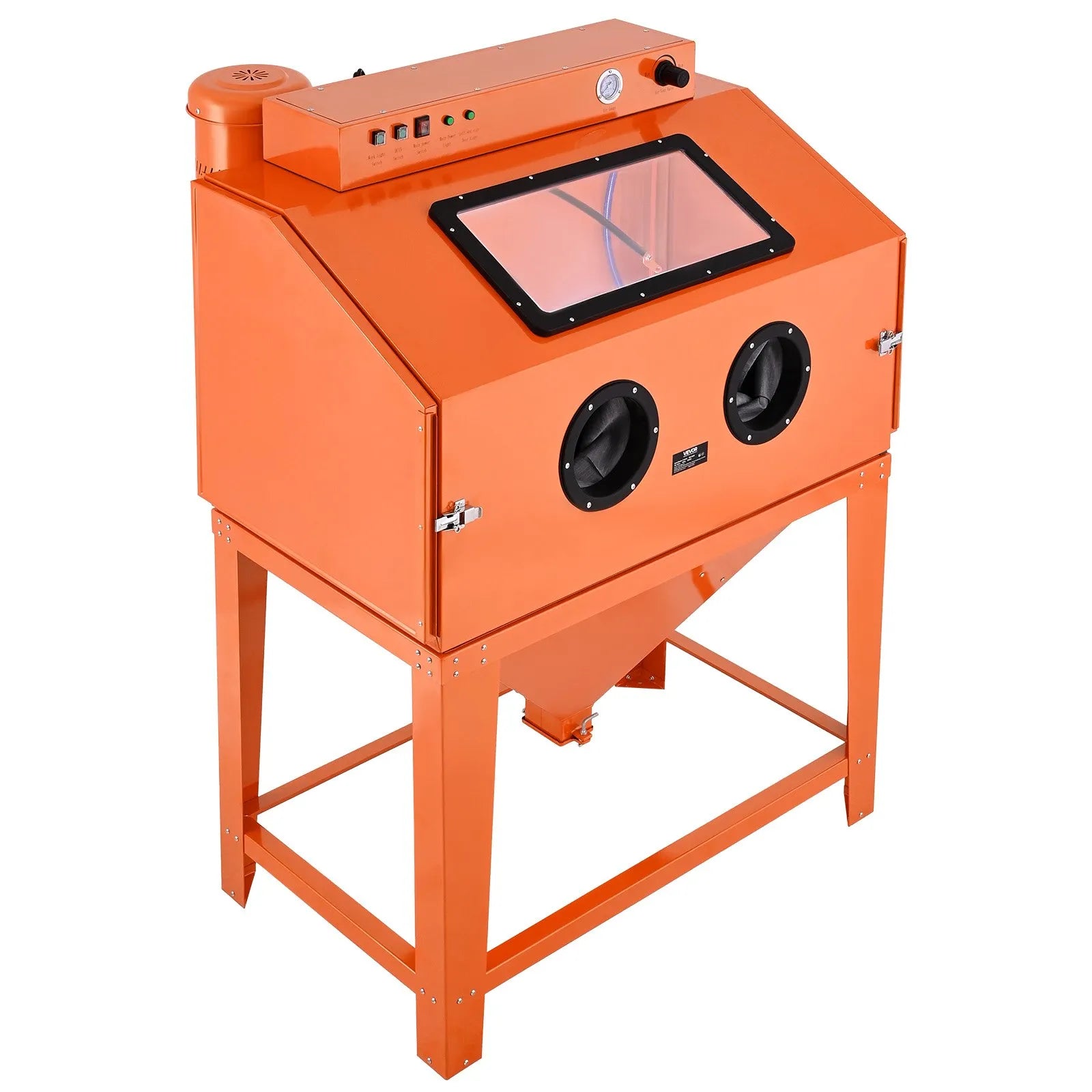 VEVOR 115 Gallon Sandblasting Cabinet, Heavy Duty Steel Sand Blasting Cabinet with 31-Gallon Media Hopper, Dual Blasting Guns & 1.6HP Dust Collector for Oversized Parts Surface Finishing, Rust Removal 