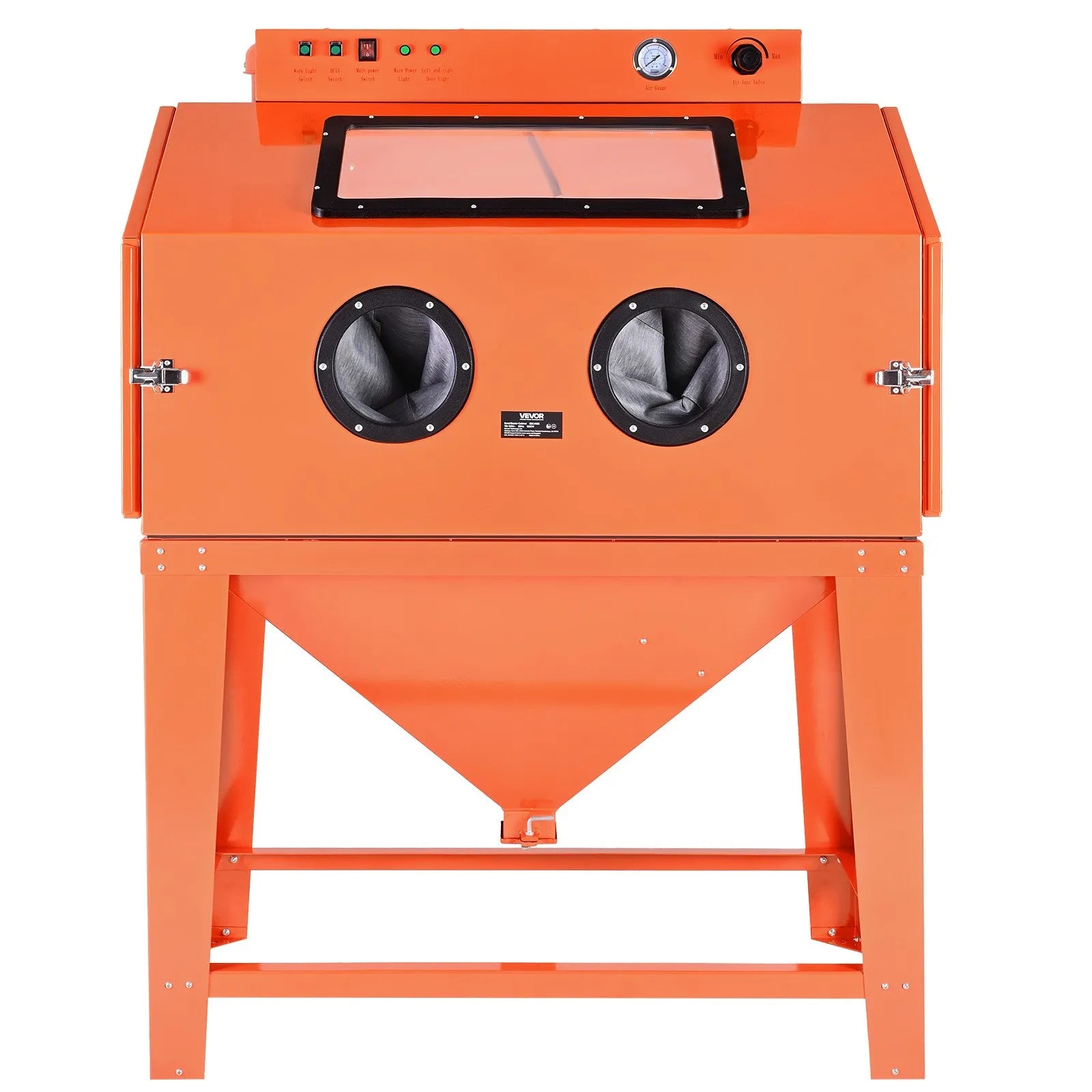 VEVOR 115 Gallon Sandblasting Cabinet, Heavy Duty Steel Sand Blasting Cabinet with 31-Gallon Media Hopper, Dual Blasting Guns & 1.6HP Dust Collector for Oversized Parts Surface Finishing, Rust Removal 