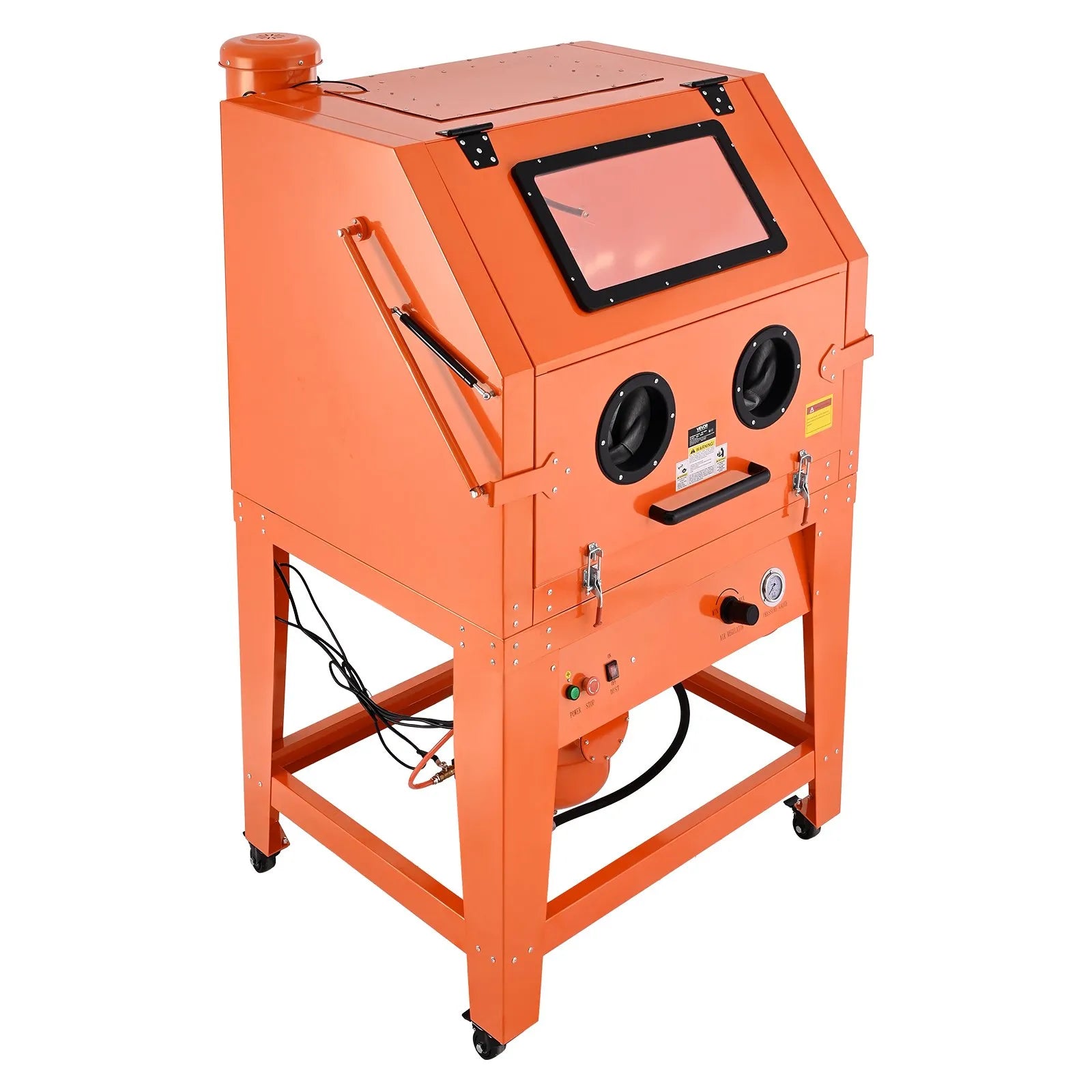 VEVOR 245 Gallon Sandblasting Cabinet with Pressurized Tank, Heavy Duty Steel Sand Blasting Cabinet on Wheels - with 32 Gallon Media Hopper & 1.6HP Dust Collector for Oversized Parts Surface Finishing 