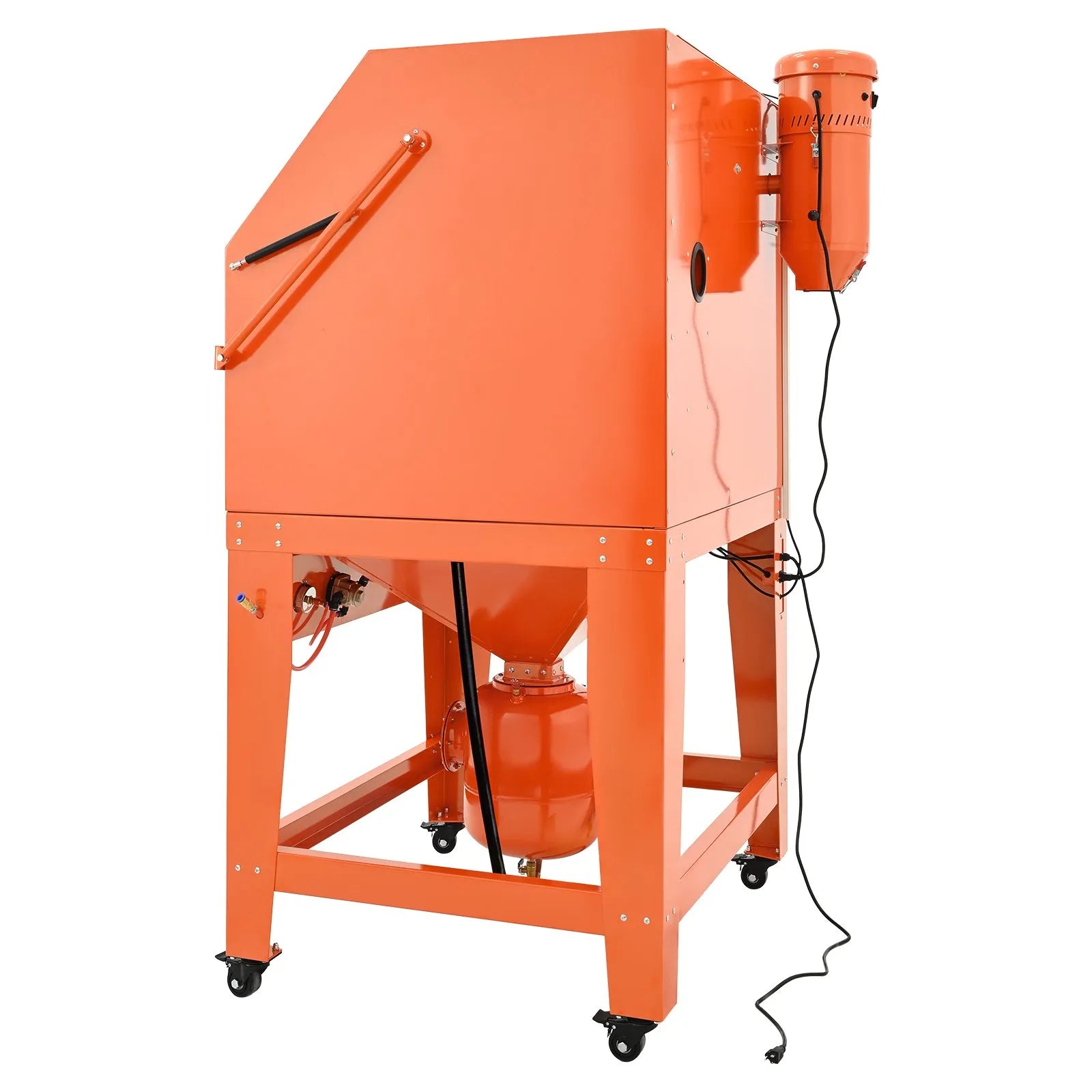 VEVOR 245 Gallon Sandblasting Cabinet with Pressurized Tank, Heavy Duty Steel Sand Blasting Cabinet on Wheels - with 32 Gallon Media Hopper & 1.6HP Dust Collector for Oversized Parts Surface Finishing 