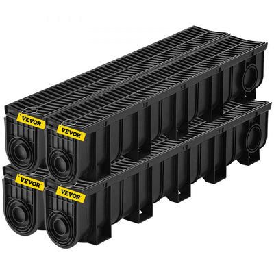VEVOR Drainage Trench Driveway Channel Drain Kit Plastic Grate-5.8"x7.5"-4 Pack 