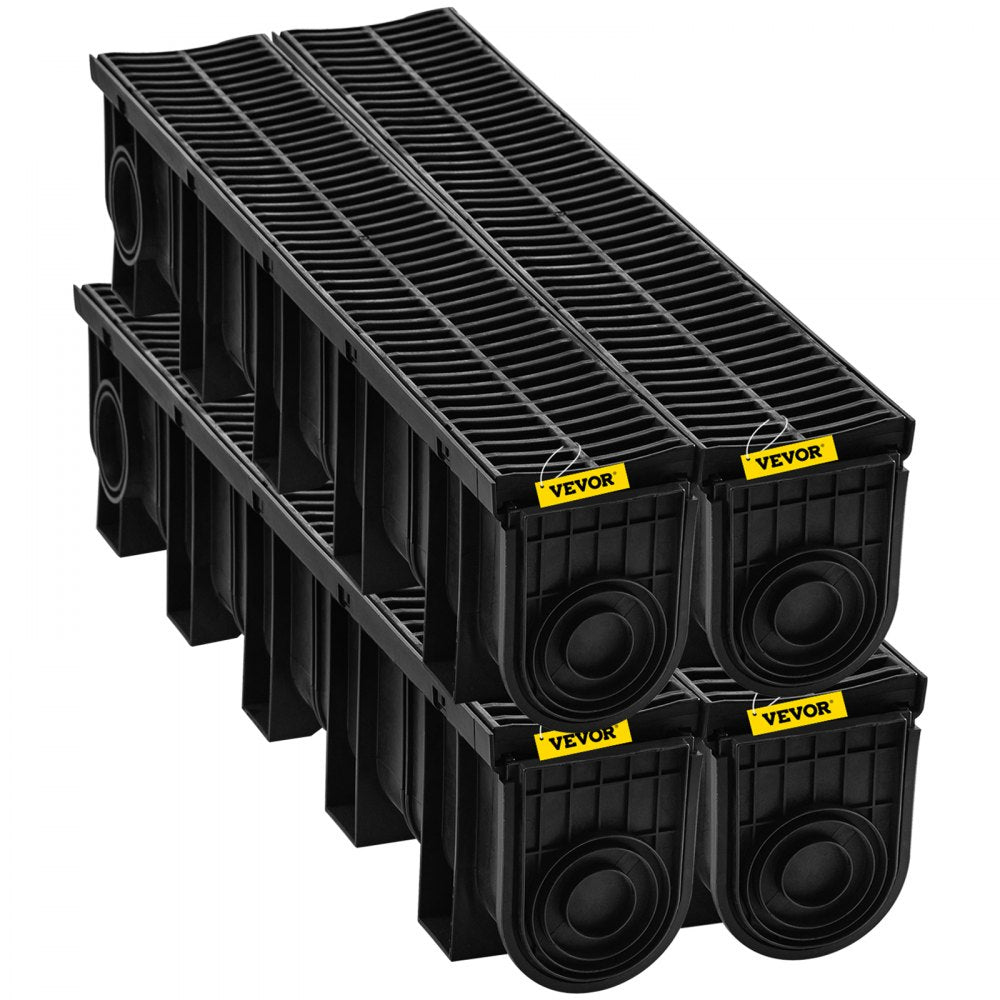 VEVOR Drainage Trench Driveway Channel Drain Kit Plastic Grate-5.8"x7.5"-4 Pack 