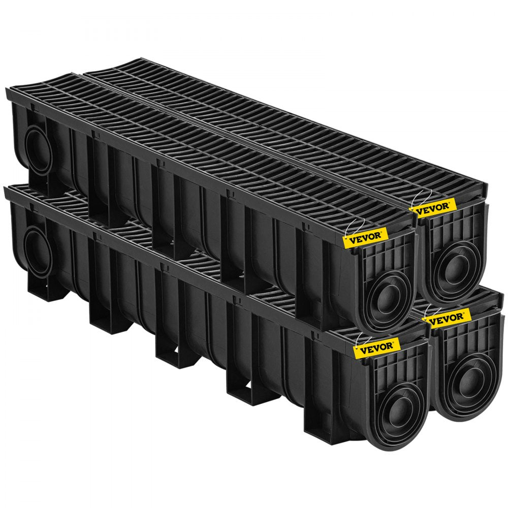 VEVOR Drainage Trench Driveway Channel Drain Kit Plastic Grate-5.8"x7.5"-4 Pack 