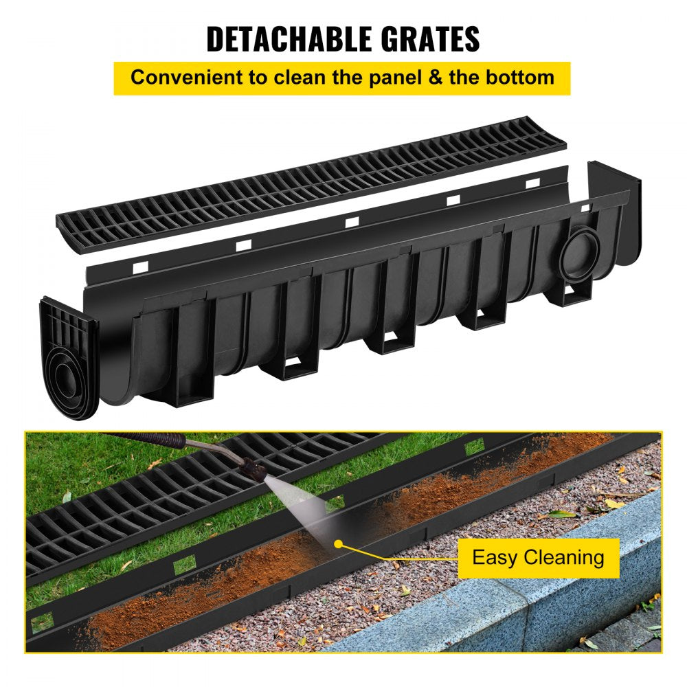 VEVOR Drainage Trench Driveway Channel Drain Kit Plastic Grate-5.8"x7.5"-5 Pack 