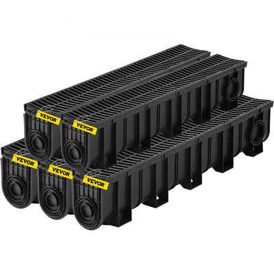 VEVOR Drainage Trench Driveway Channel Drain Kit Plastic Grate-5.8"x7.5"-5 Pack 