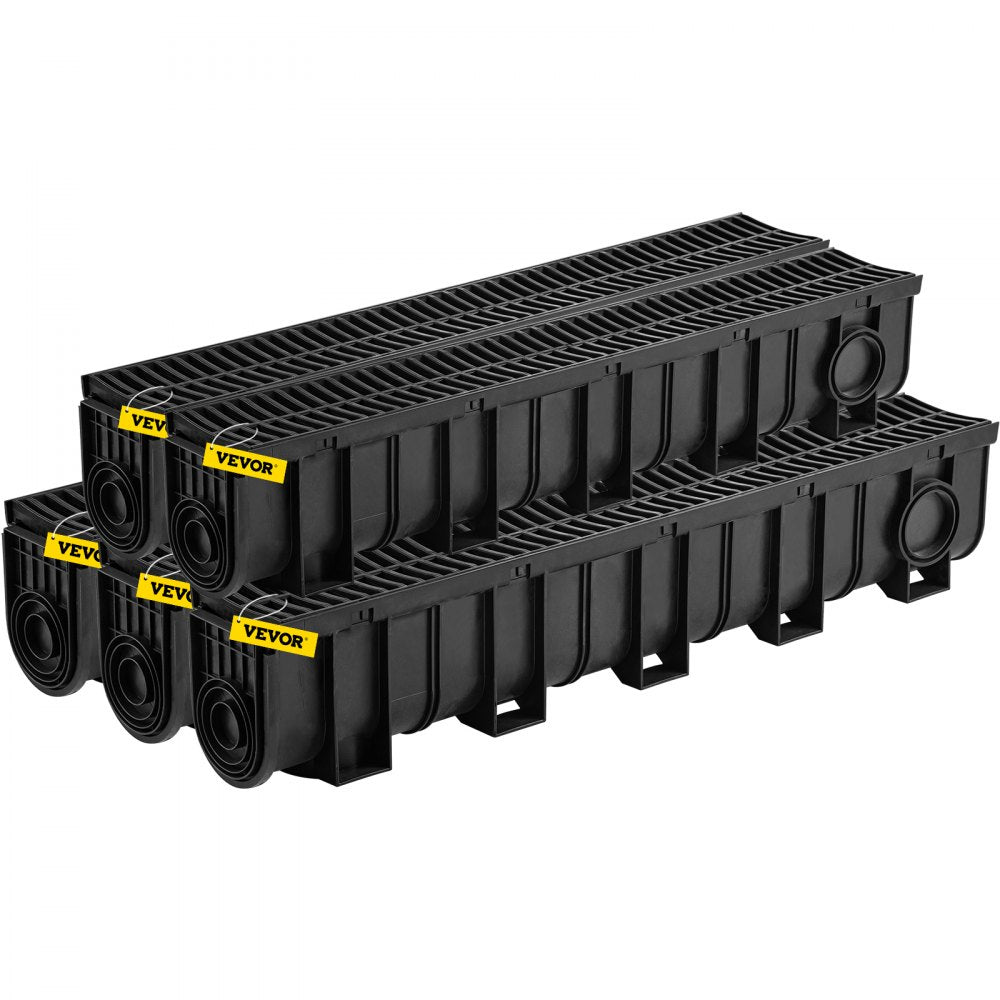 VEVOR Drainage Trench Driveway Channel Drain Kit Plastic Grate-5.8"x7.5"-5 Pack 