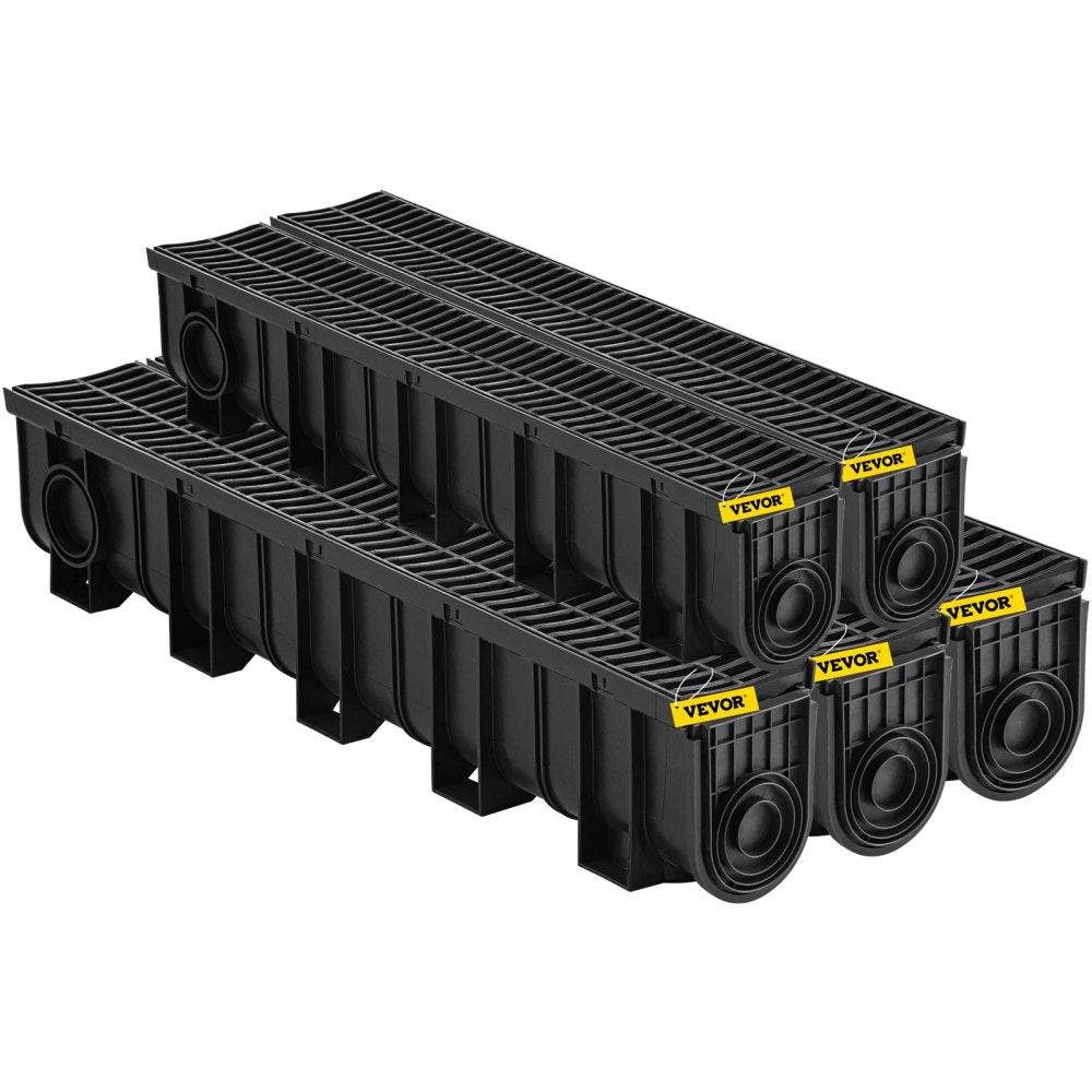 VEVOR Drainage Trench Driveway Channel Drain Kit Plastic Grate-5.8"x7.5"-5 Pack 