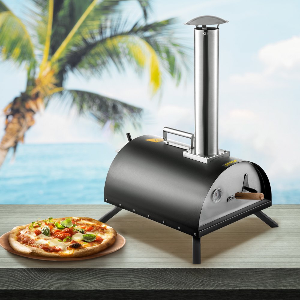 VEVOR Wood Fired Oven 12" Portable Pizza Oven with Feeding Port Pizza Oven Outdoor 932?Max Temperature Stainless Steel Portable Wood Fired Pizza Oven with Complete Accessories for Outdoor Cooking 