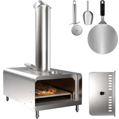 VEVOR Pellet Pizza Oven, Stainless Steel Pizza Oven Outdoor, 12" Portable Pizza Oven,  Wood Burning Pizza Oven with Adjustable Feet Portable Wood Oven with Complete Accessories for Outdoor Cooking 