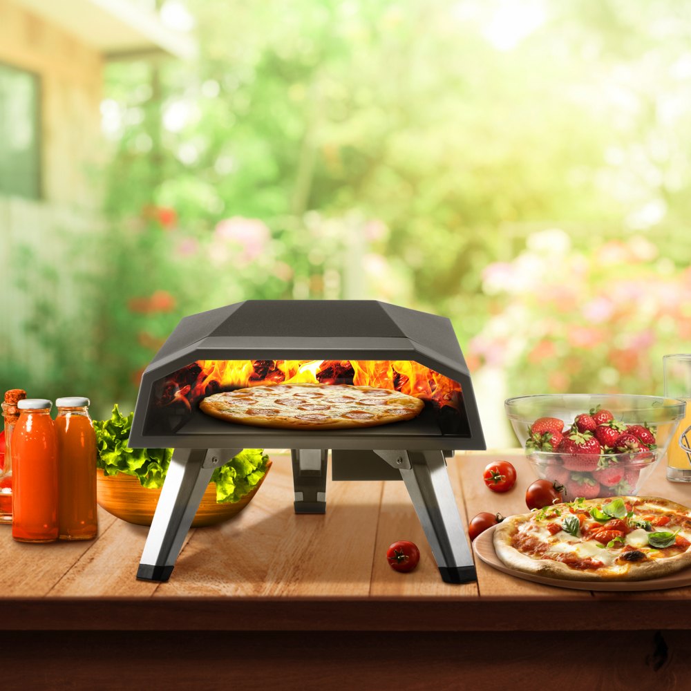 VEVOR Gas Pizza Oven, Stainless Steel Propane Pizza Oven, Gas Fire Pizza Oven with 12" Pizza Stone, Portable Gas Pizza Oven with Foldable Legs, Gas Powered Pizza Oven for Outdoor Camping-Global Patent 