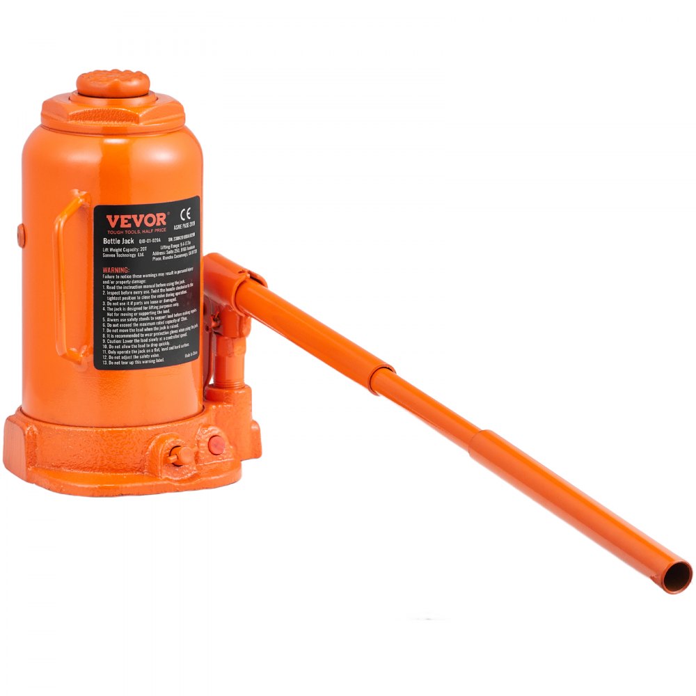 VEVOR Hydraulic Bottle Jack, 20 Ton/44092 LBS All Welded Bottle Jack, 7.5-14 inch Lifting Range, with 3-section Long Handle, for Car, Pickup Truck, Truck, RV, Auto Repair, Industrial Engineering 