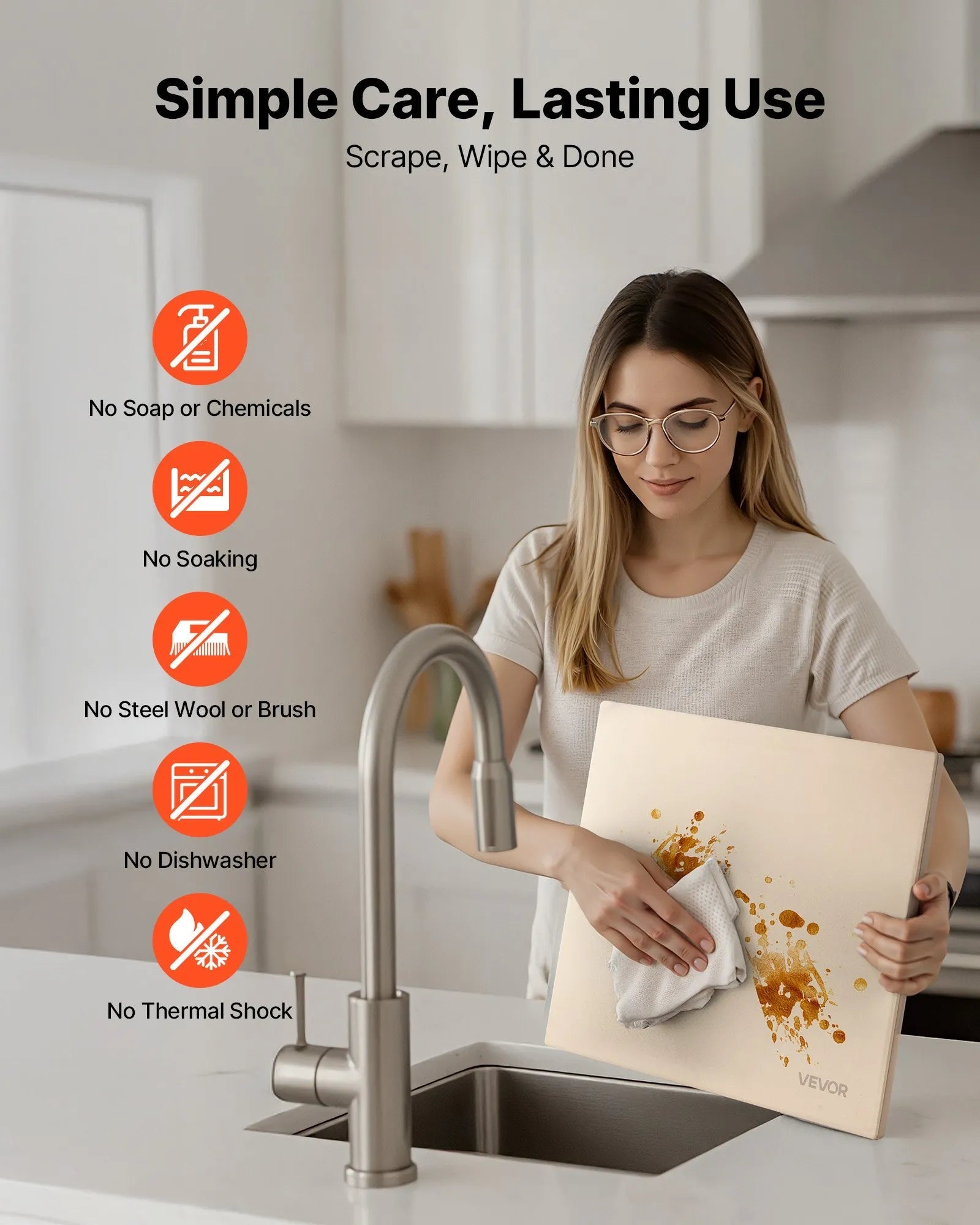 VEVOR Pizza Stone, 16 x 14 in Rectangular Cordierite Pizza Stone, Extra Large Baking-Stone with Scraper, 0.6 in Thick Heat-Resistant Cordierite, for Kitchen Oven, Baking Bread & Pizzas, BBQ Grilling 