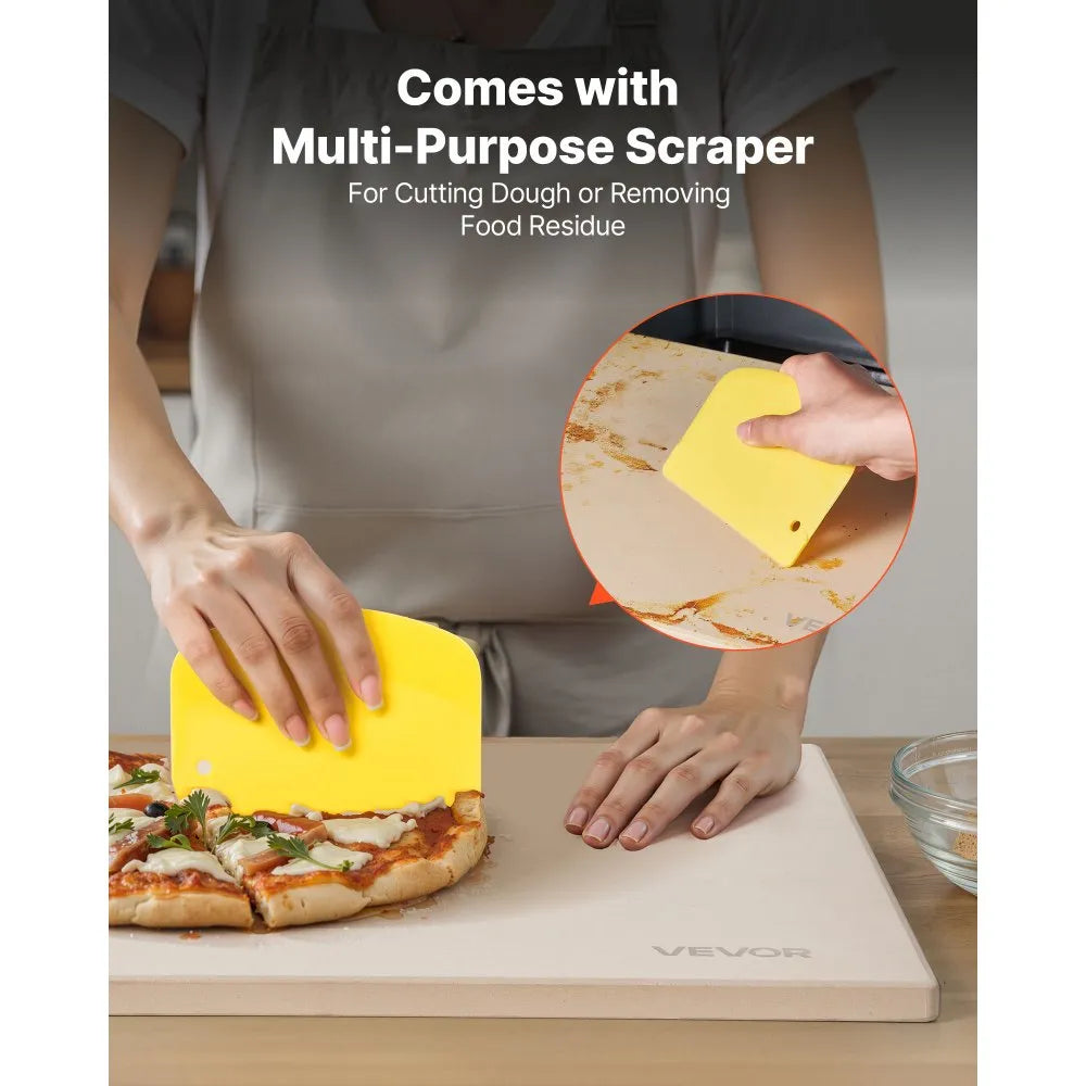 VEVOR Pizza Stone, 20 x 14 in Rectangular Cordierite Pizza Stone, Extra Large Baking-Stone with PP Scraper, 0.67 in Thick Heat-Resistant Cordierite, for Oven, Baking Bread & Pizzas, BBQ Grilling 
