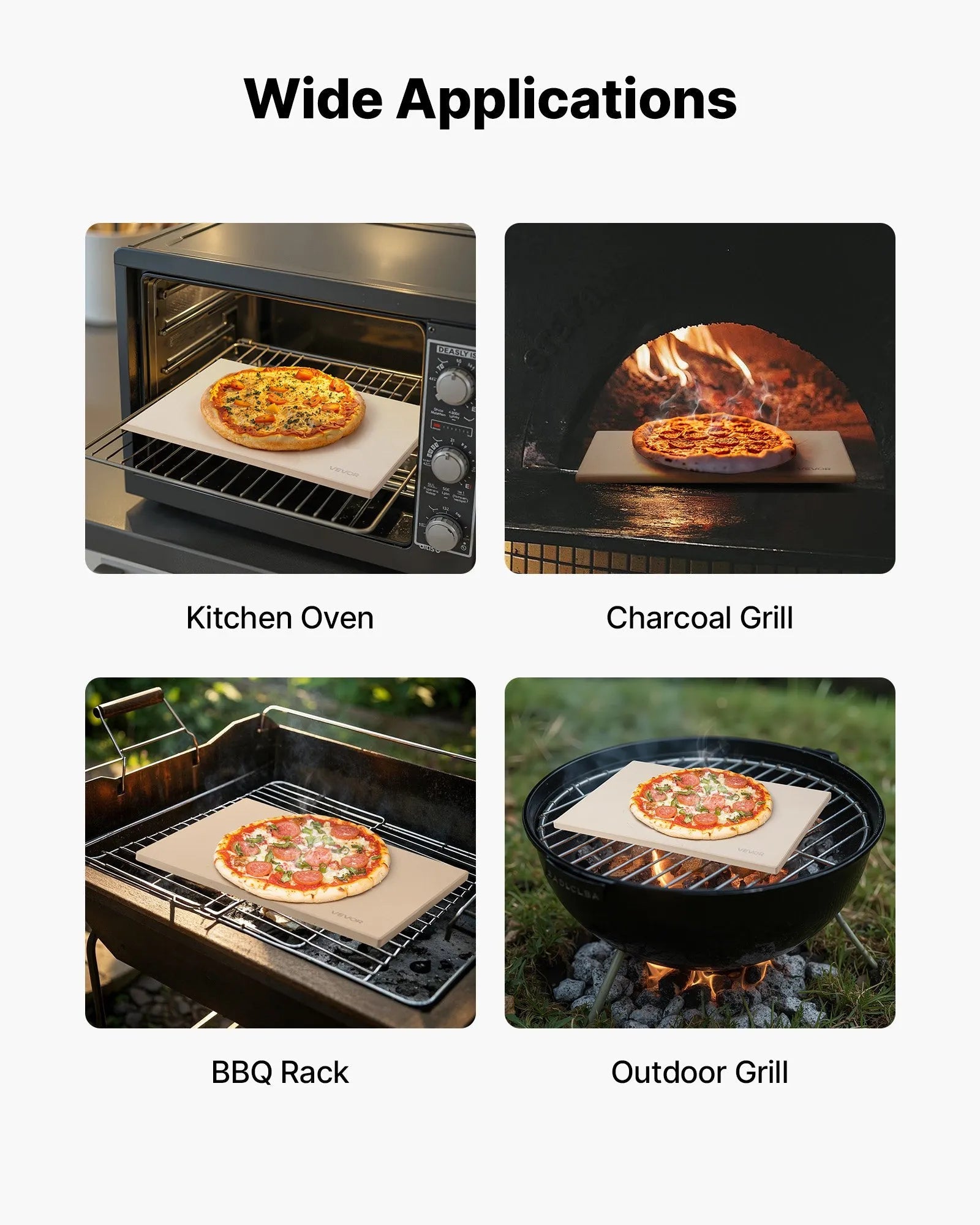VEVOR Pizza Stone, 20 x 14 in Rectangular Cordierite Pizza Stone, Extra Large Baking-Stone with Aluminum Peel, 0.6 in Thick Heat-Resistant Cordierite, for Oven, Baking Bread & Pizzas, BBQ Grilling 