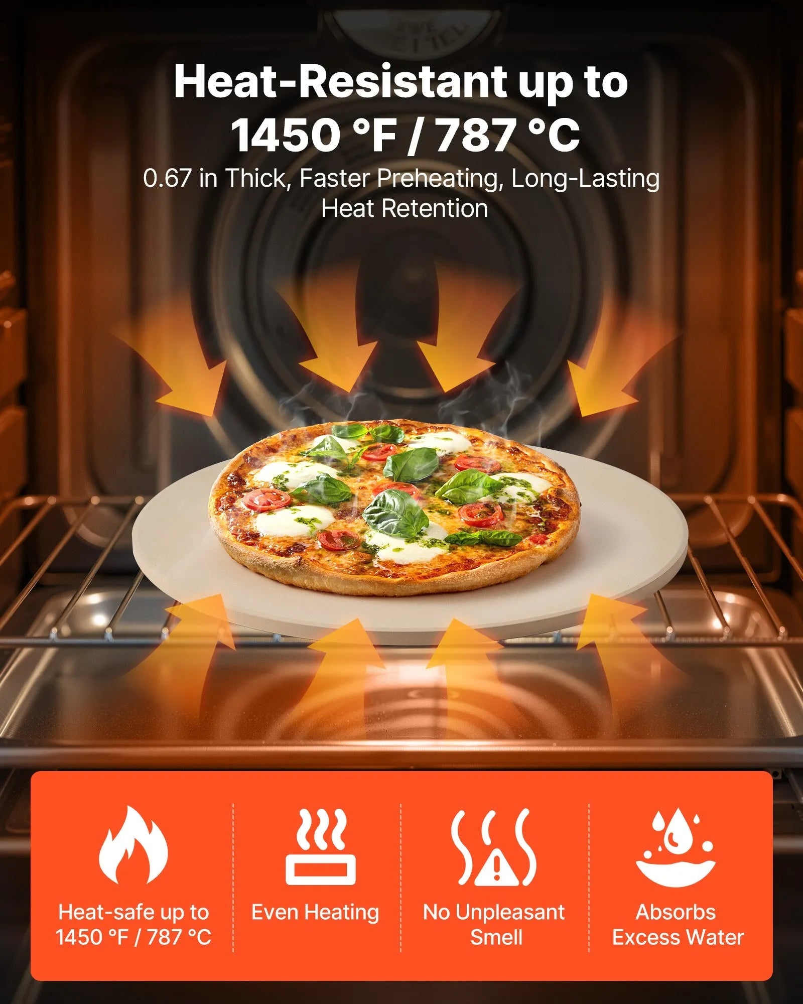 VEVOR Pizza Stone, 15 in Round Cordierite Pizza Stone, Extra Large Baking-Stone with Aluminum Peel, 0.67 in Thickness Heat-Resistant Cooking Cordierite, for Kitchen Oven, Baking Pizzas, BBQ Grilling 