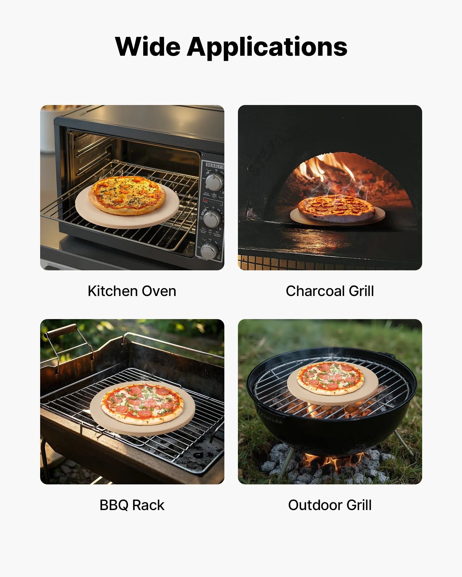 VEVOR Pizza Stone, 15 in Round Cordierite Pizza Stone, Extra Large Baking-Stone with Aluminum Peel, 0.67 in Thickness Heat-Resistant Cooking Cordierite, for Kitchen Oven, Baking Pizzas, BBQ Grilling 