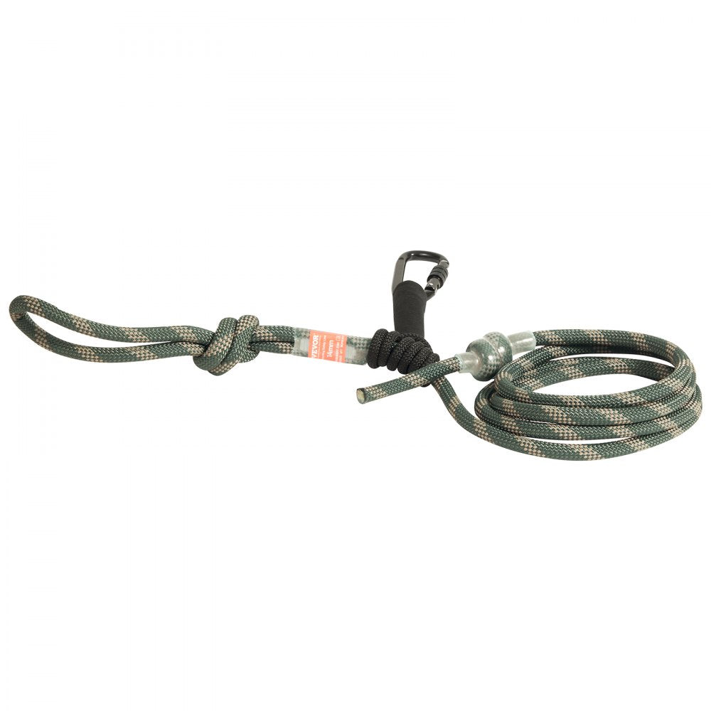 VEVOR Tree Stand Safety Rope, 9 ft/27.43M Treestand Lifeline Rope 30KN Breaking Tension, 0.6'' Hunting Safety Line with Prusik Knot, 2pcs Carabiner and Silencer, for Treestrap and Climbing 
