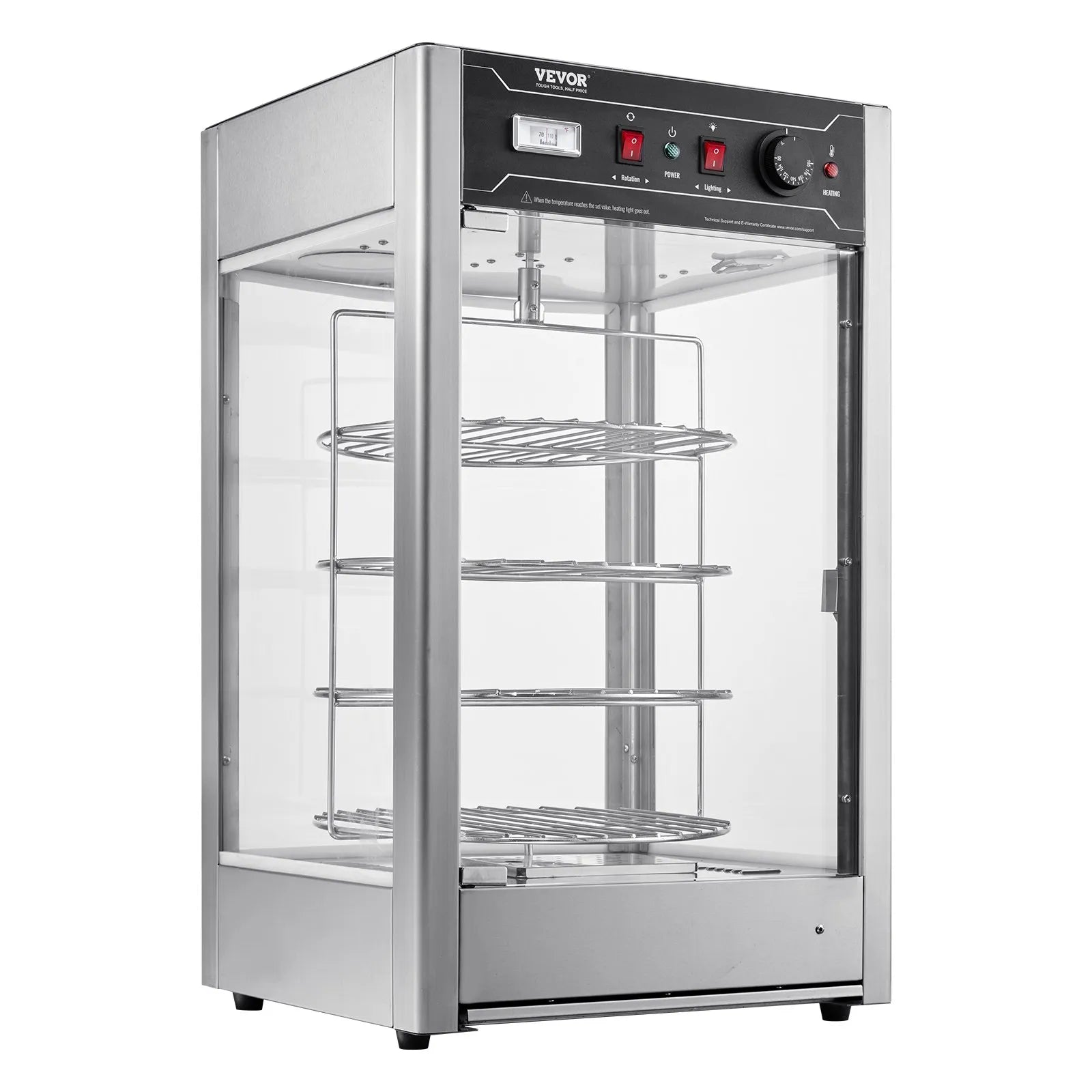 VEVOR Food Warmer Display for 14" Pizza, 4-Tier Commercial Pizza Warmer Electric