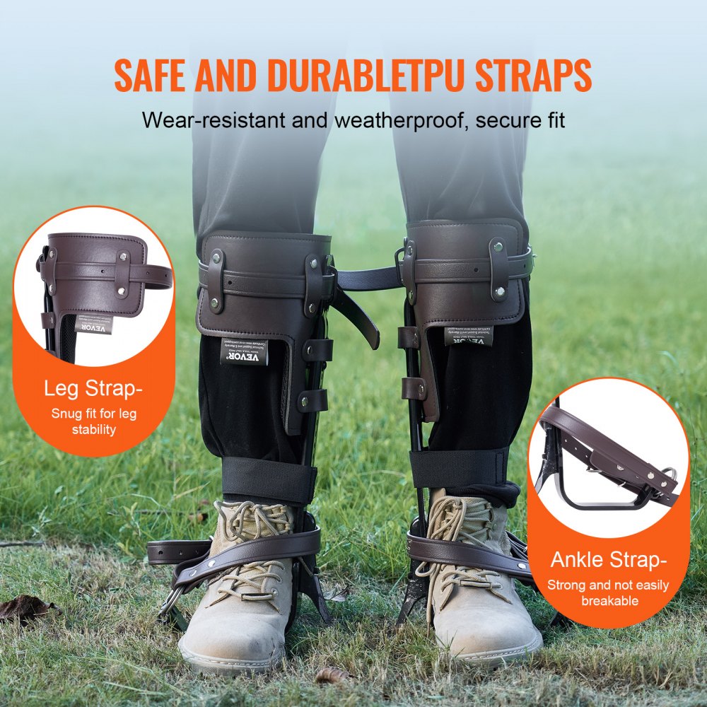 VEVOR Tree Climbing Spikes Climbing Spurs Alloy Steel Arborist Equipment Brown 