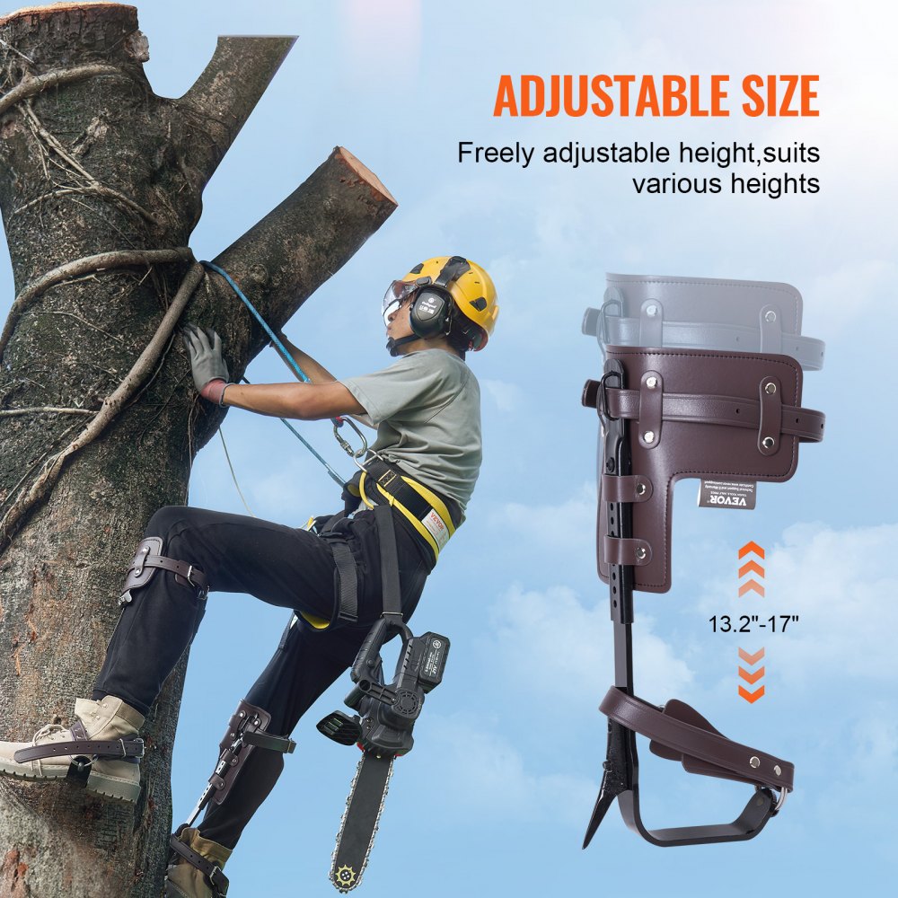VEVOR Tree Climbing Spikes Climbing Spurs Alloy Steel Arborist Equipment Brown 
