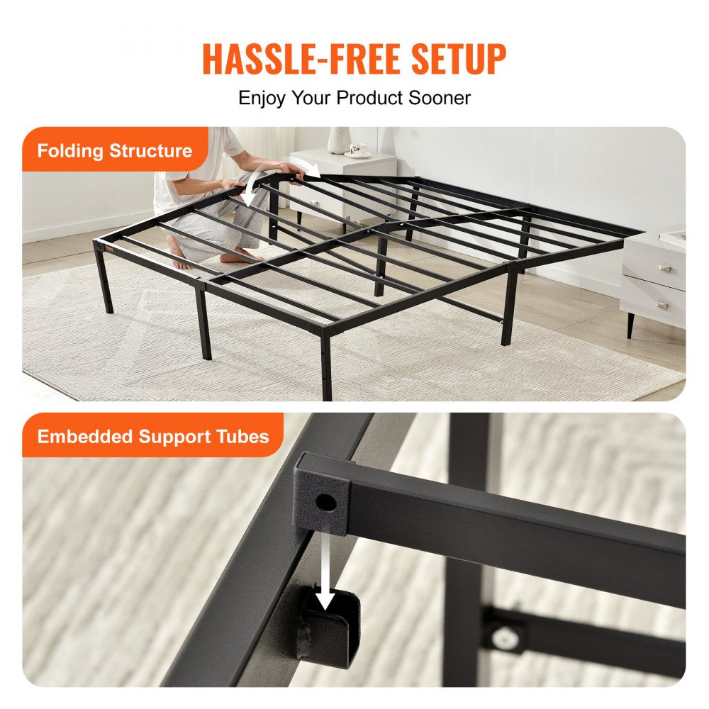 VEVOR 18 Inch Full Metal Bed Frame Platform, No Box Spring Needed, 1500 lbs Loading Capacity Embedded Heavy Duty Mattress Foundation with Steel Slat Support, Easy Assembly, Noise Free 