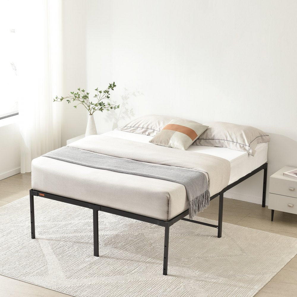 VEVOR 18 Inch Full Metal Bed Frame Platform, No Box Spring Needed, 1500 lbs Loading Capacity Embedded Heavy Duty Mattress Foundation with Steel Slat Support, Easy Assembly, Noise Free 