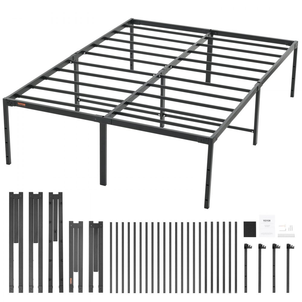 VEVOR 18 Inch Full Metal Bed Frame Platform, No Box Spring Needed, 1500 lbs Loading Capacity Embedded Heavy Duty Mattress Foundation with Steel Slat Support, Easy Assembly, Noise Free 