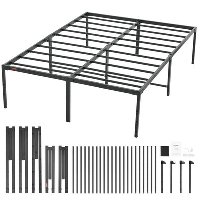 VEVOR 18 Inch Full Metal Bed Frame Platform, No Box Spring Needed, 1500 lbs Loading Capacity Embedded Heavy Duty Mattress Foundation with Steel Slat Support, Easy Assembly, Noise Free 