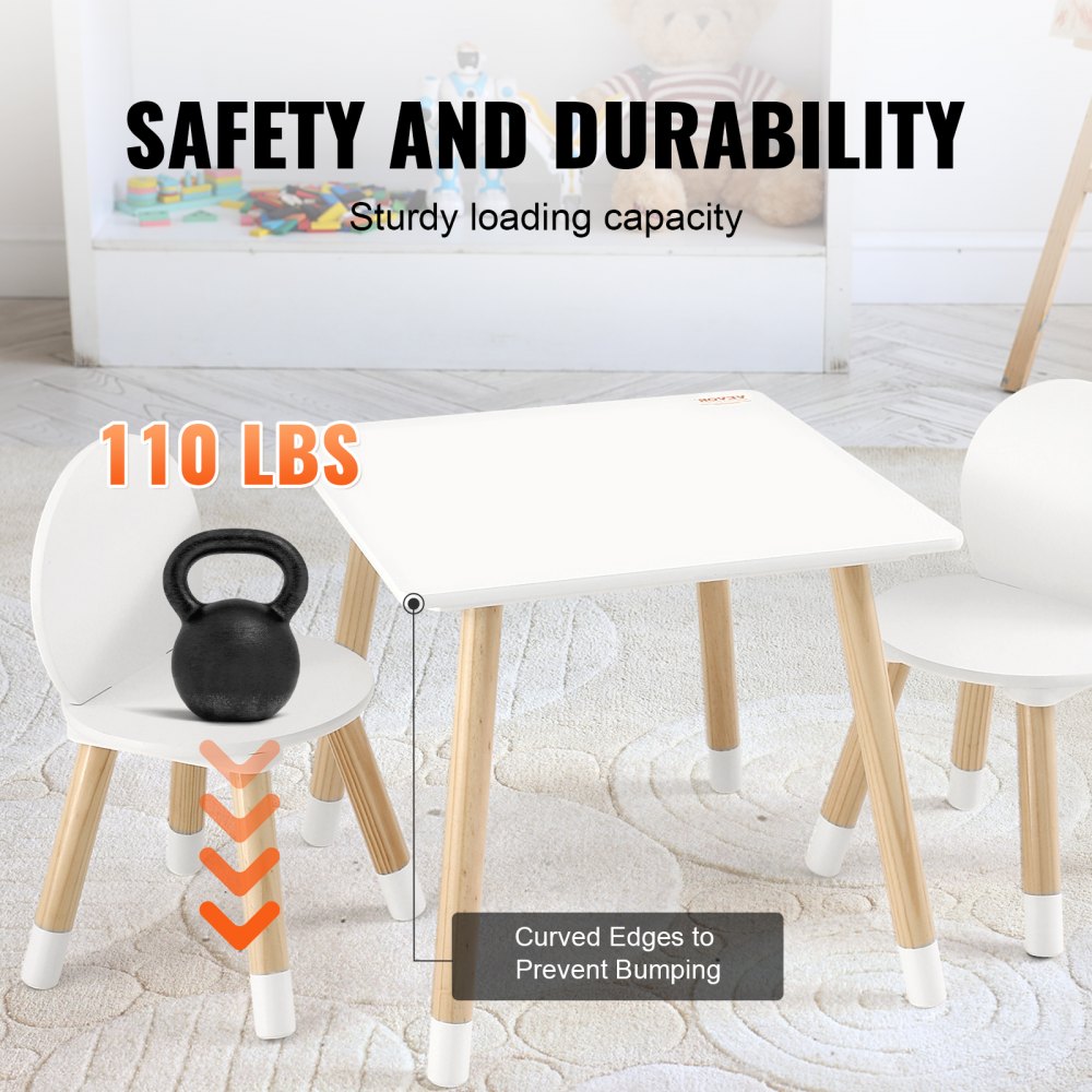 VEVOR Kids Table and 2 Chairs Set, Toddler Table and Chair Set, Children Multi-Activity Table for Art, Craft, Reading, Learning 