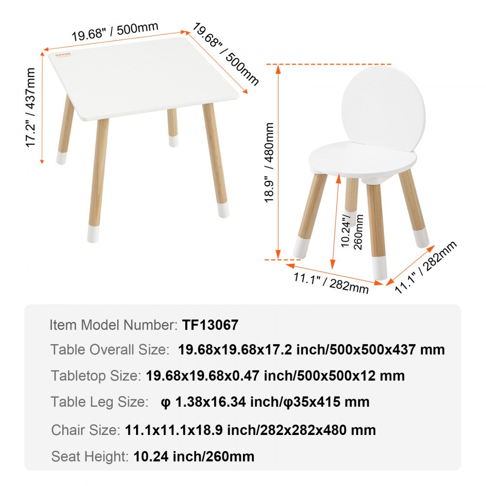 VEVOR Kids Table and 2 Chairs Set, Toddler Table and Chair Set, Children Multi-Activity Table for Art, Craft, Reading, Learning 