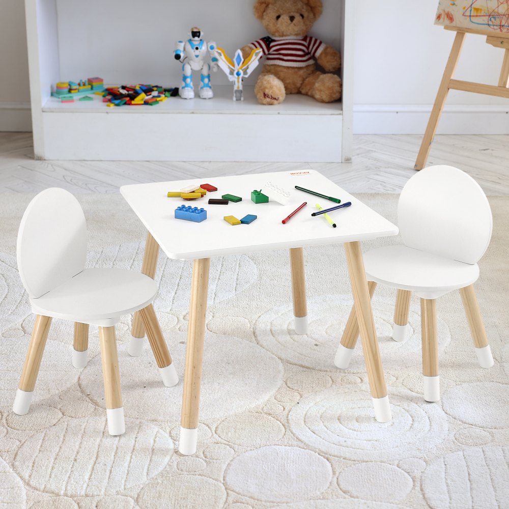 VEVOR Kids Table and 2 Chairs Set, Toddler Table and Chair Set, Children Multi-Activity Table for Art, Craft, Reading, Learning 