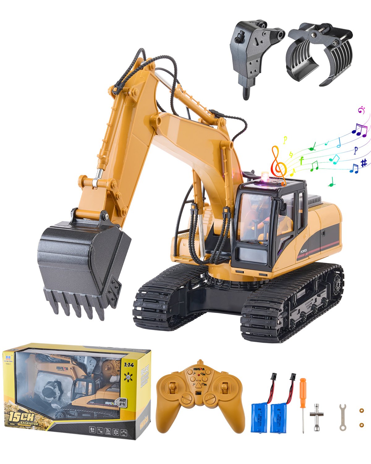 VEVOR Remote Control Excavator Toy 15 Channel 1:14 Scale RC Excavator Digger 