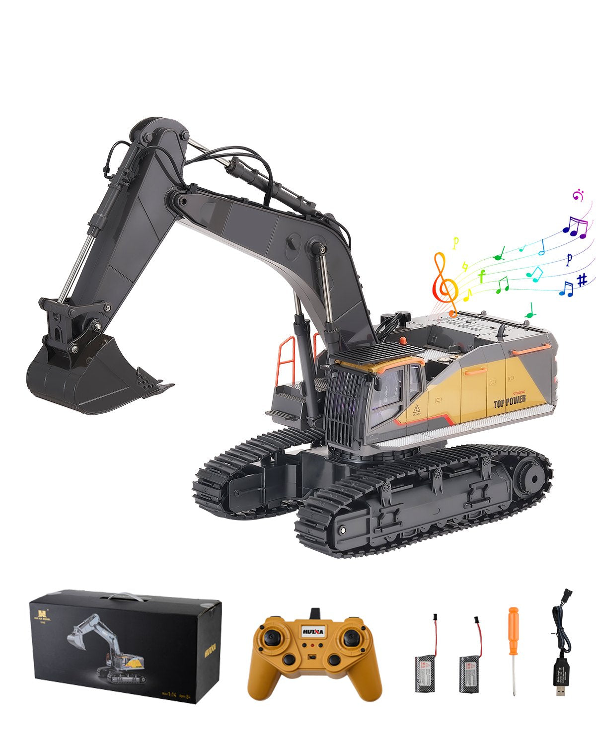 VEVOR Remote Control Excavator Toy 22 Channel 1:14 Scale RC Excavator Digger 