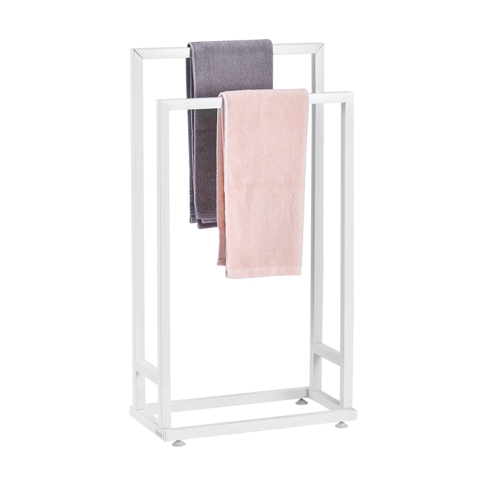 VEVOR Towel Rack 2 Bars Metal Outdoor Towel Holder for Pool Bathroom Spa White 