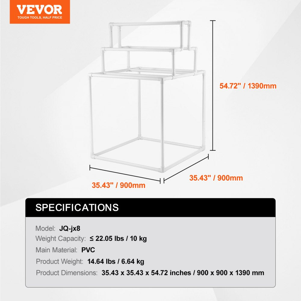 VEVOR Towel Rack 8-Bar Outdoor PVC Towel Holder for Poolside Spa Bathroom White 