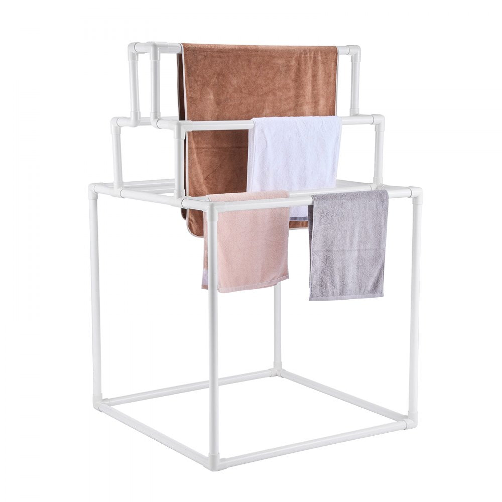 VEVOR Towel Rack 8-Bar Outdoor PVC Towel Holder for Poolside Spa Bathroom White 