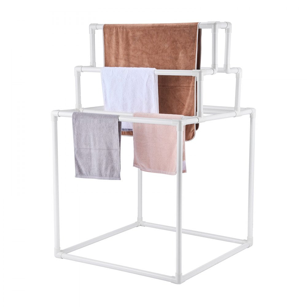 VEVOR Towel Rack 8-Bar Outdoor PVC Towel Holder for Poolside Spa Bathroom White 