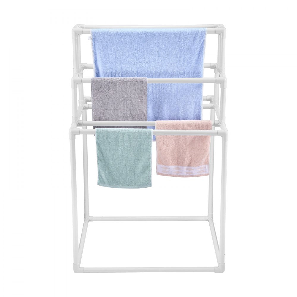 VEVOR Towel Rack 8-Bar Outdoor PVC Towel Holder for Poolside Spa Bathroom White 