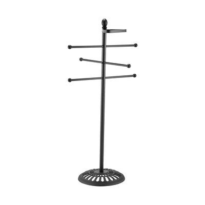 VEVOR Towel Rack 3-Bar Outdoor Towel Holder with Metal Base Pool Bath Spa Black 