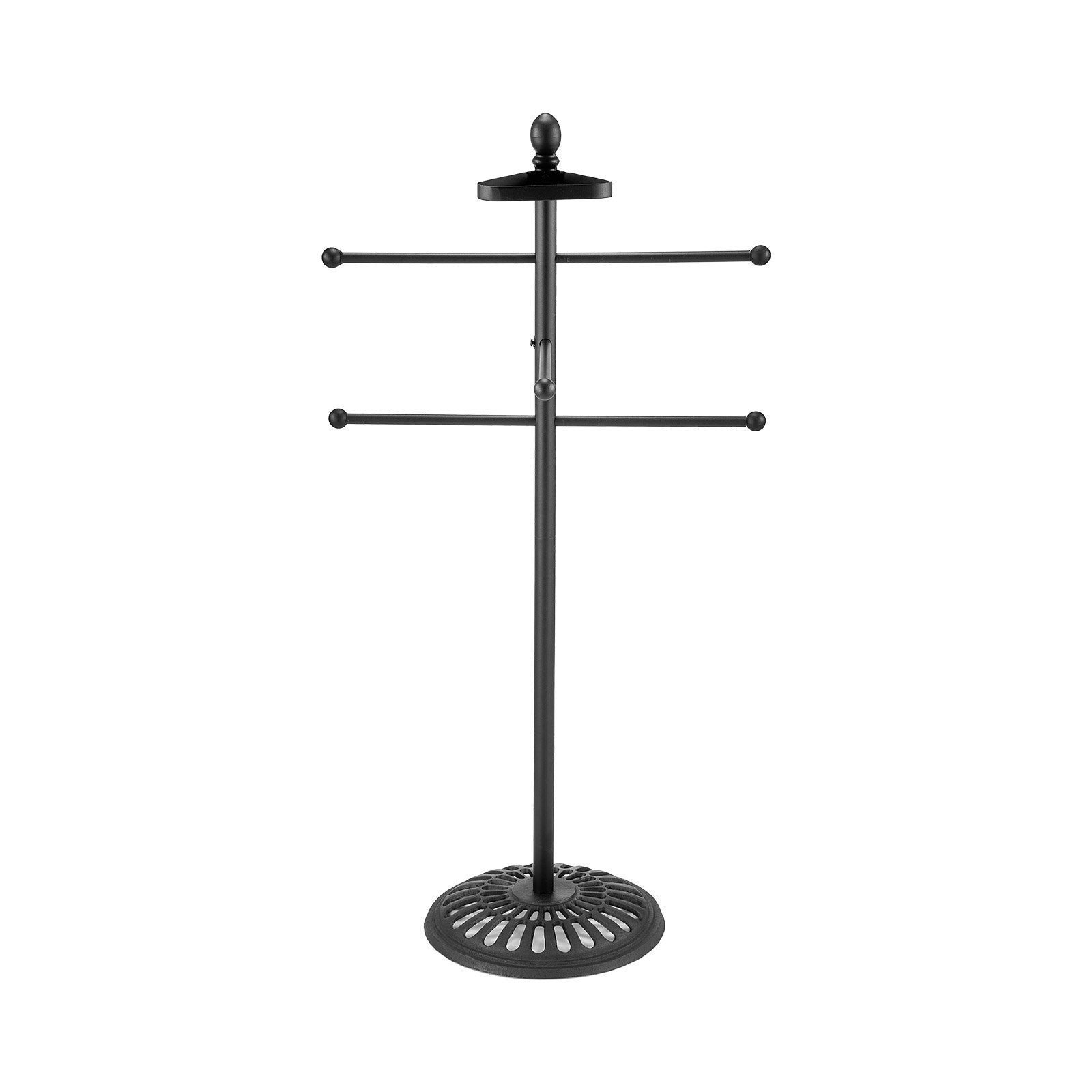 VEVOR Towel Rack 3-Bar Outdoor Towel Holder with Metal Base Pool Bath Spa Black 