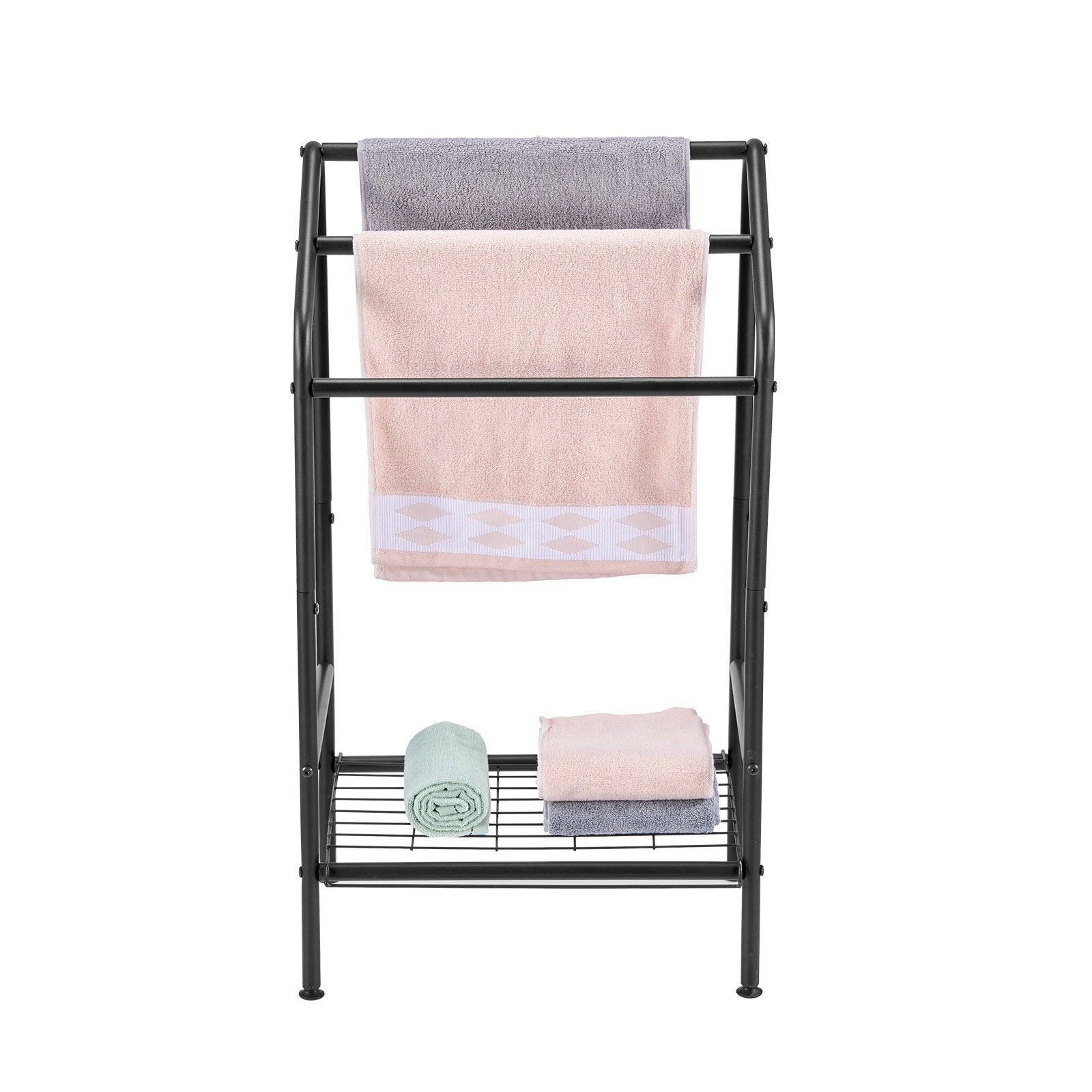 VEVOR Towel Rack 3 Bars Outdoor Towel Holder with Bottom Storage for Pool Spa 