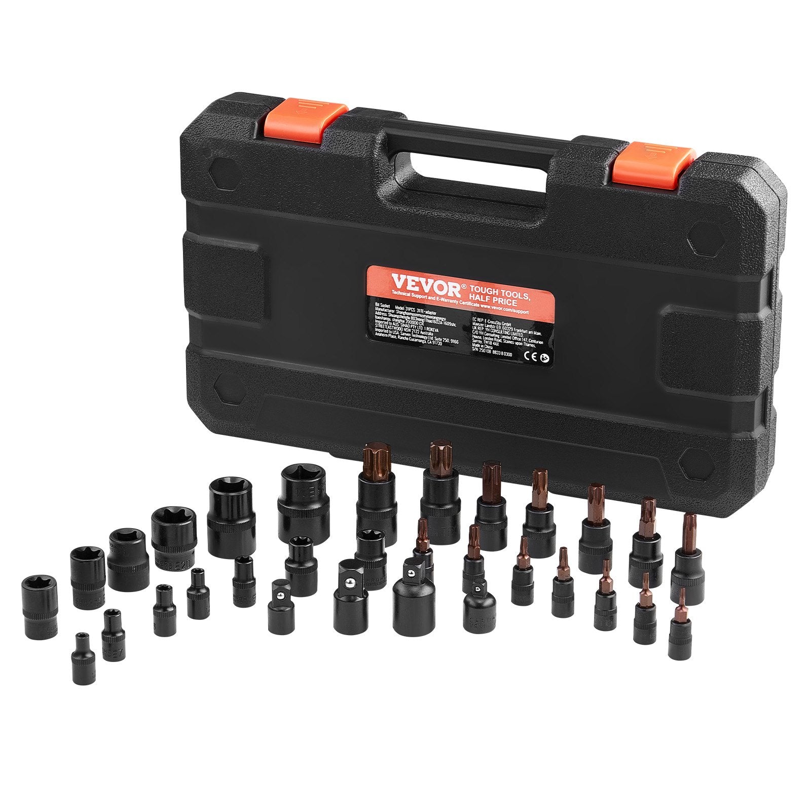 Torx Bit Socket and External Torx Socket Set 31-Piece T8-T70 and E4-E24 Steel 