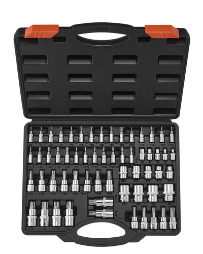 Torx Bit Socket and External Torx Socket Set 60-Piece S2 Alloy Steel Cr-V Steel 