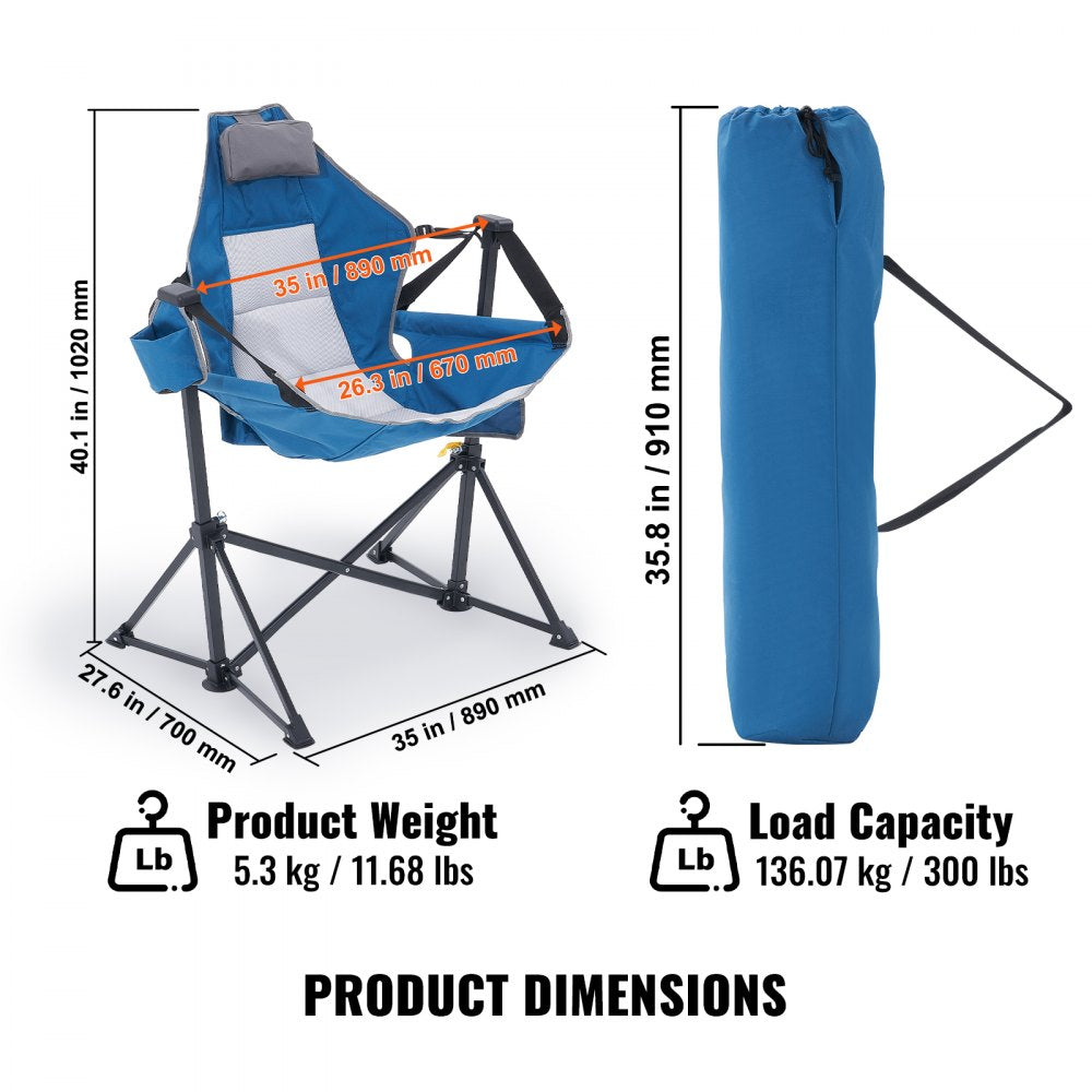 VEVOR Camping Chair Hammock Chair 300 lbs Load Capacity Hammock Folding Chair 
