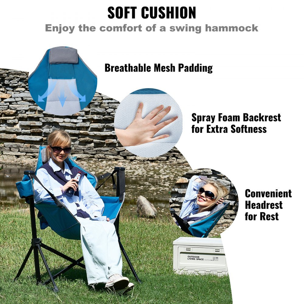 VEVOR Camping Chair Hammock Chair 300 lbs Load Capacity Hammock Folding Chair 