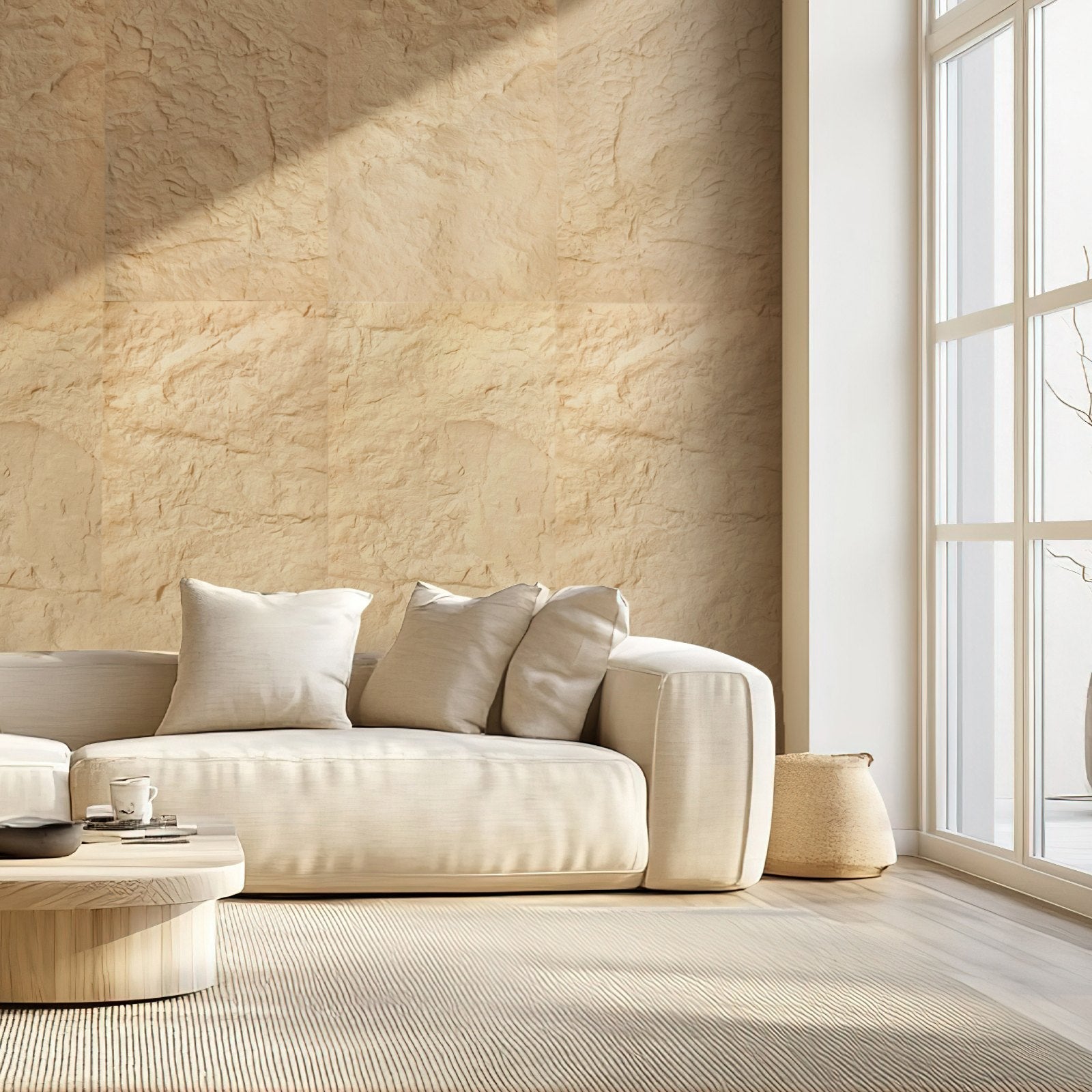 VEVOR 3D Wall Panels 4 Pack 48x24'' PU Stone-Look 32 Sq.Ft Coverage Stone Yellow 